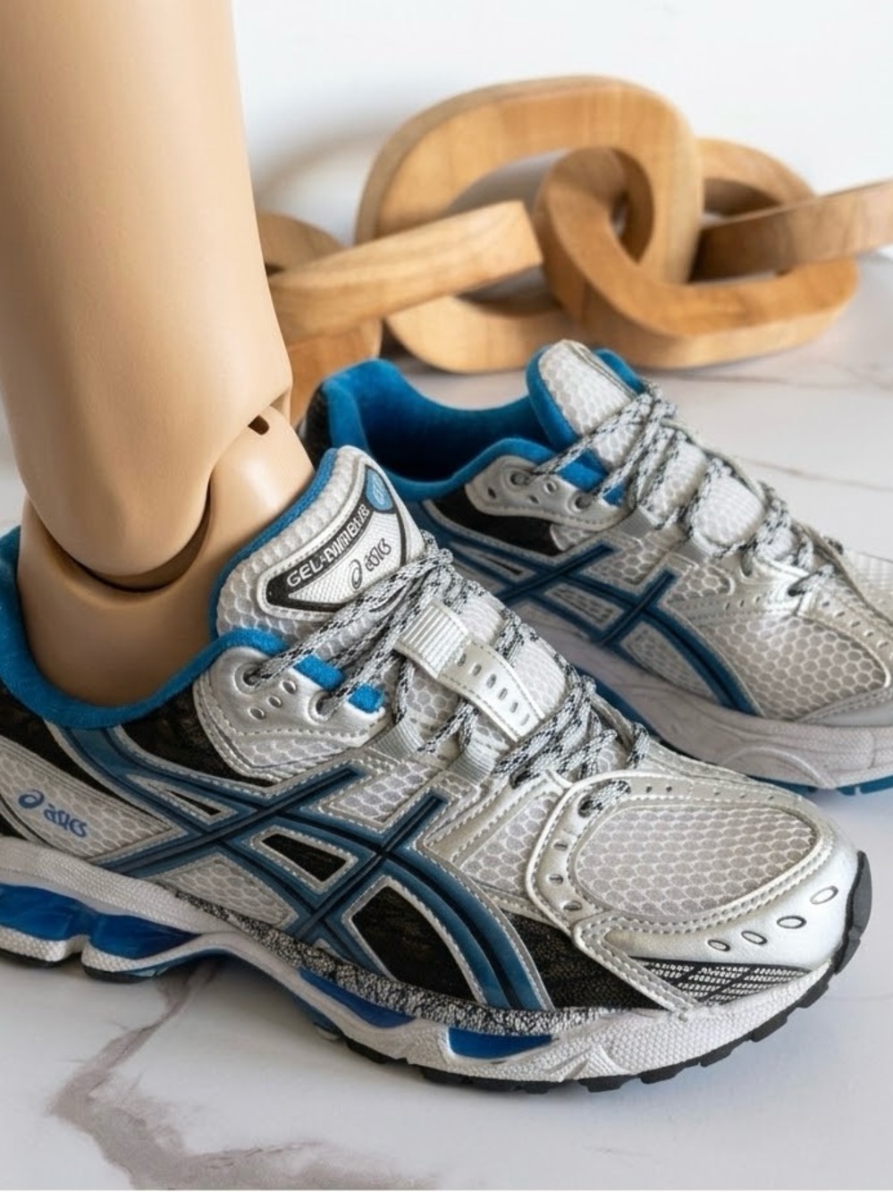 ASICS Kids Blue and Silver GEL-Running Sneakers